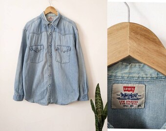 Levi denim shirt pearl buttons 2025