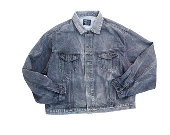 Kurtka jeansowa Benetton z lat 90. | Szary Type de Nîmes Wyprodukowano we Włoszech