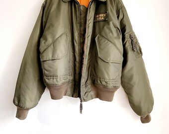 Vintage Avirex CWU-45 Flight Jacket | 90s Khaki Nylon Military