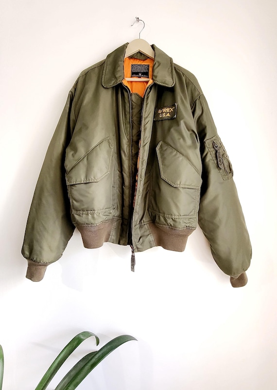AVIREX フライトジャケット オリーブ Vintage Avirex CWU-45 Flight Jacket | 90s Khaki Nylon Military