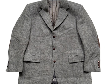 Peregrine Harris Tweed ウールジャケット Lサイズ グレー Vintage Harris Tweed X Peregrine Harringbone Bomber Jacket Made in