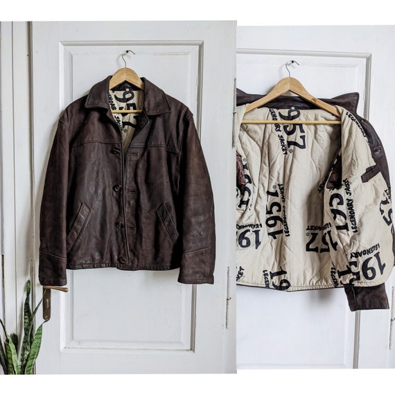 ジャケット・アウター dead stock vintage leather jacket Vintage Leather Jacket 1957 Legendary Brown - Etsy