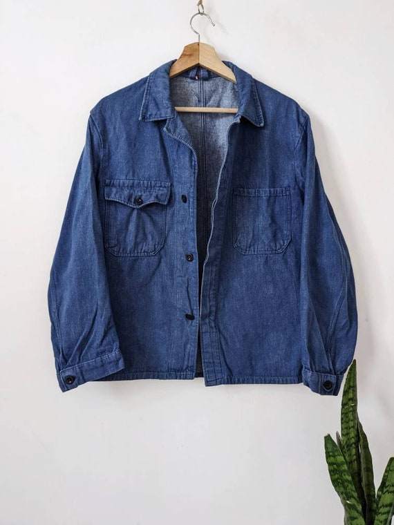 Vintage French Chore Jacket | Blue Moleskin Workwear 1950s