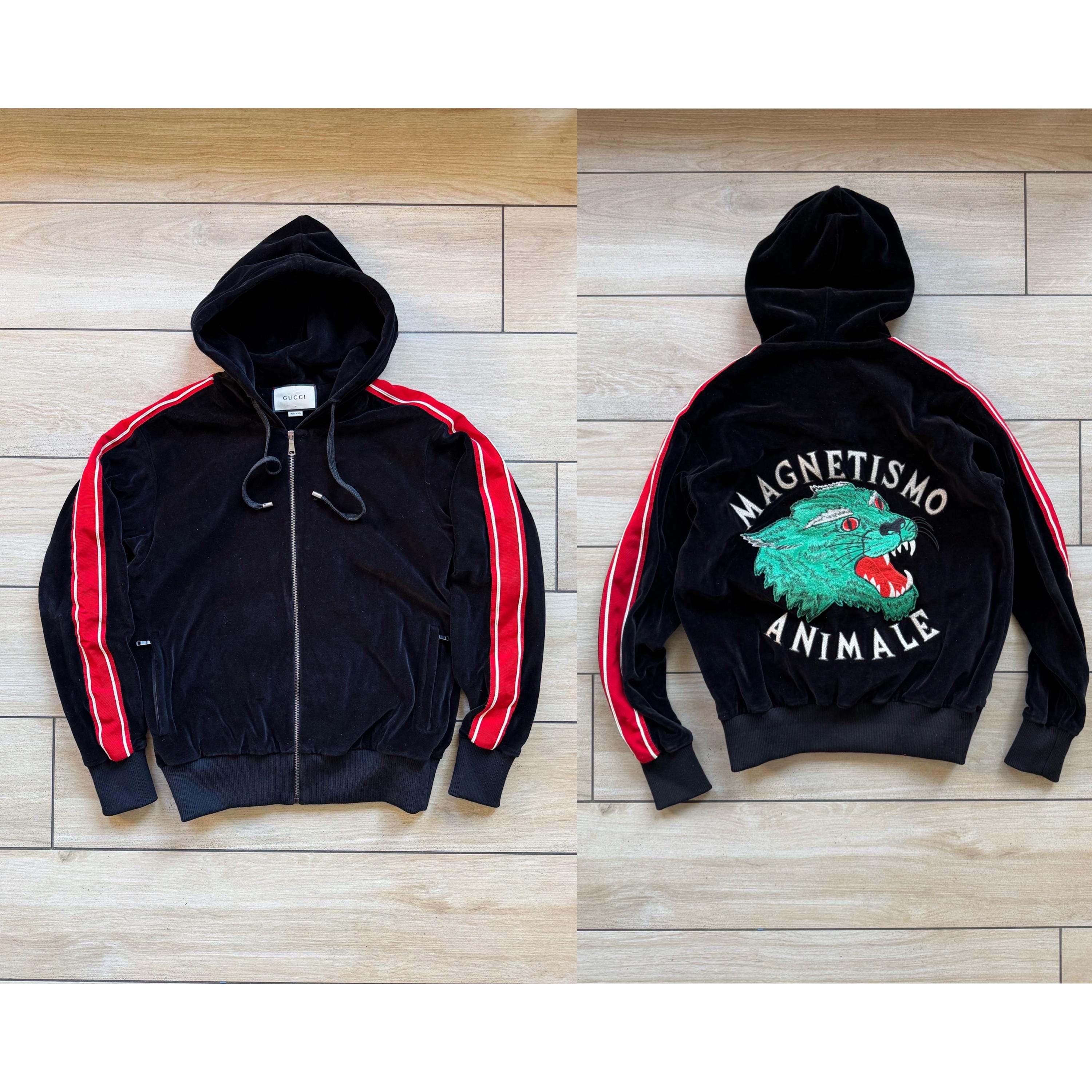 Gucci Velour Hoodie Full Zip Magnetismo Animale Panther - Etsy