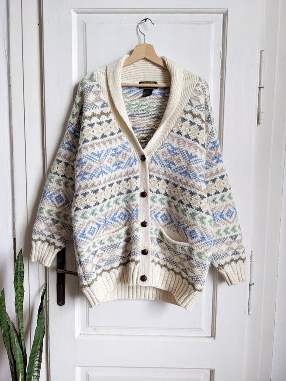 Cardigan Boutonné Eddie Bauer - Taille XL - Tricot Câblé - Mélange Coton - Occasion Très Bon état
