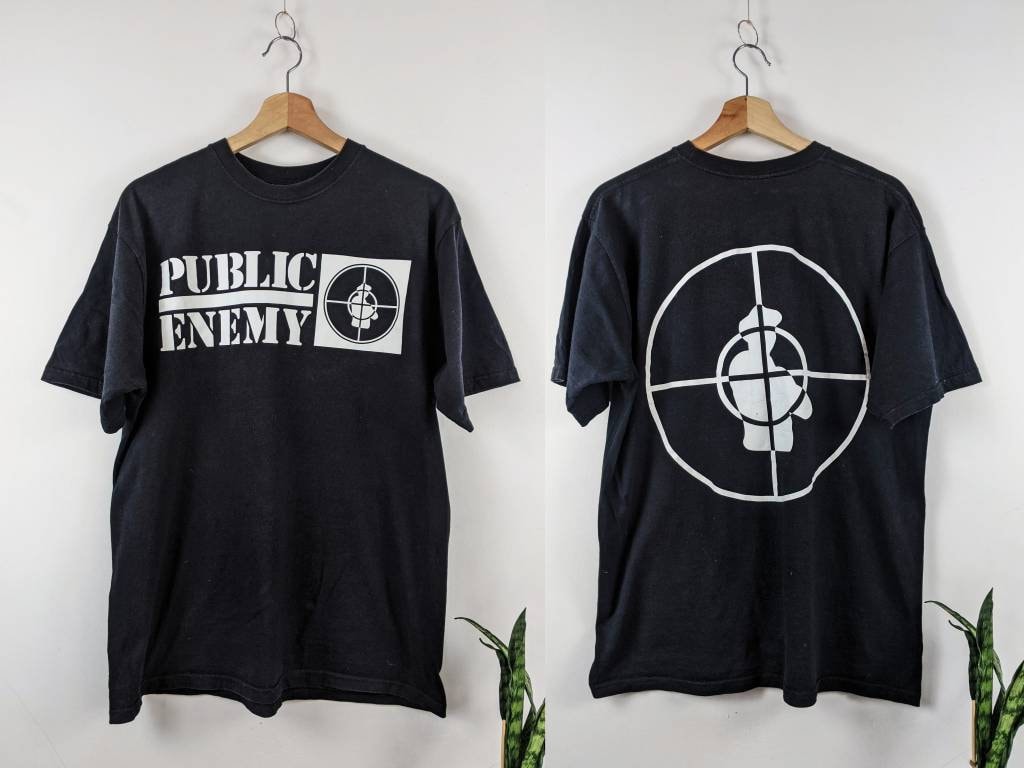 Vintage Public Enemy Merch T-shirt Double Side Hip Hop 90s Russell