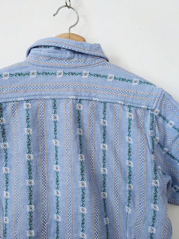 Switzerland Traditional Edelweiss Pattern Shirt Short… - Gem