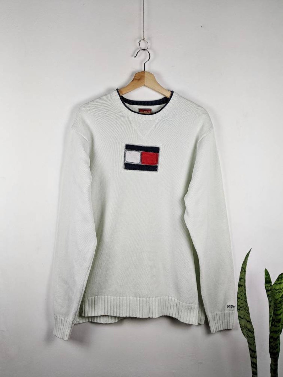 Tommy Hilfiger Sweater Crew Neck Made in Japan Big Logo - Etsy
