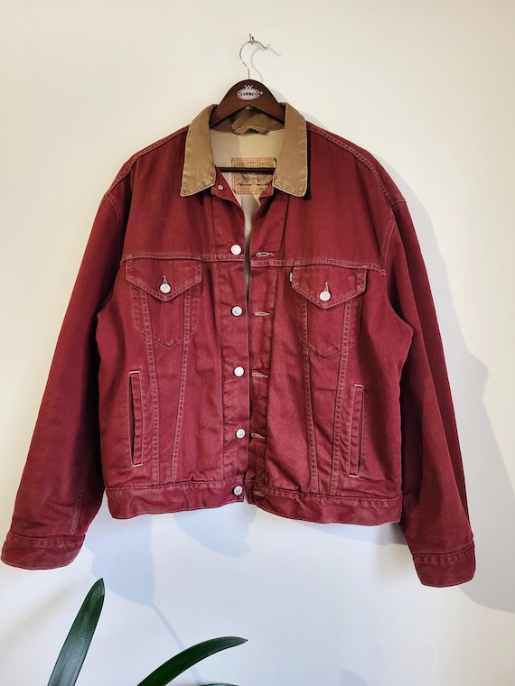 Vintage Levis Trucker Denim Jacket Burgundy Silver Tab - Etsy