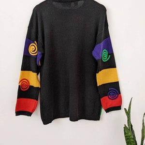 Vintage Spiral Knit Ramie Sweater Multicolor Rafaella Colorblock Rainbow 80s image 2