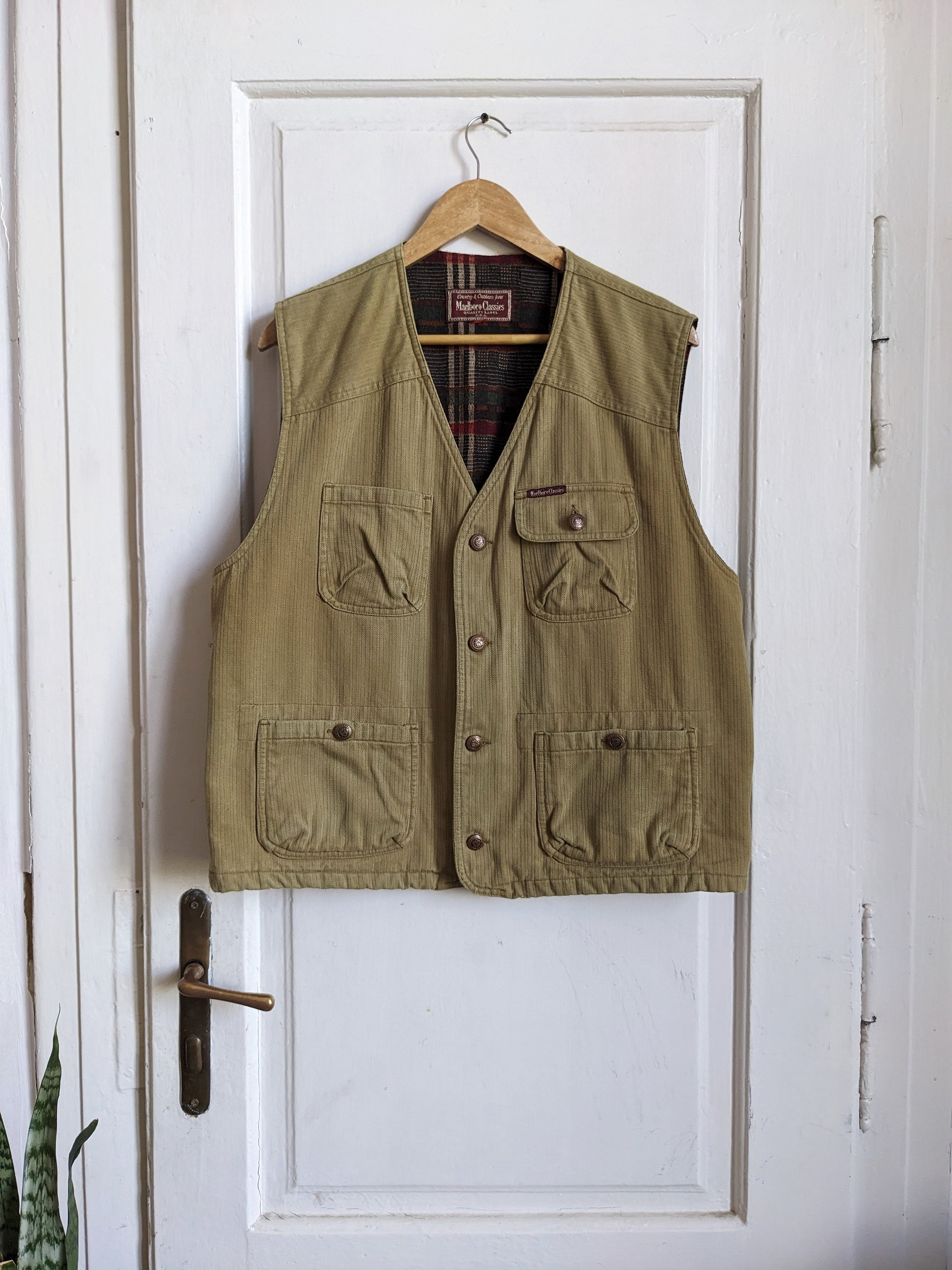 Marlboro Classics ベスト　ベージュ　マルボロ Vintage Marlboro Classics Canvas Vest | 90s Khaki Wool Lined