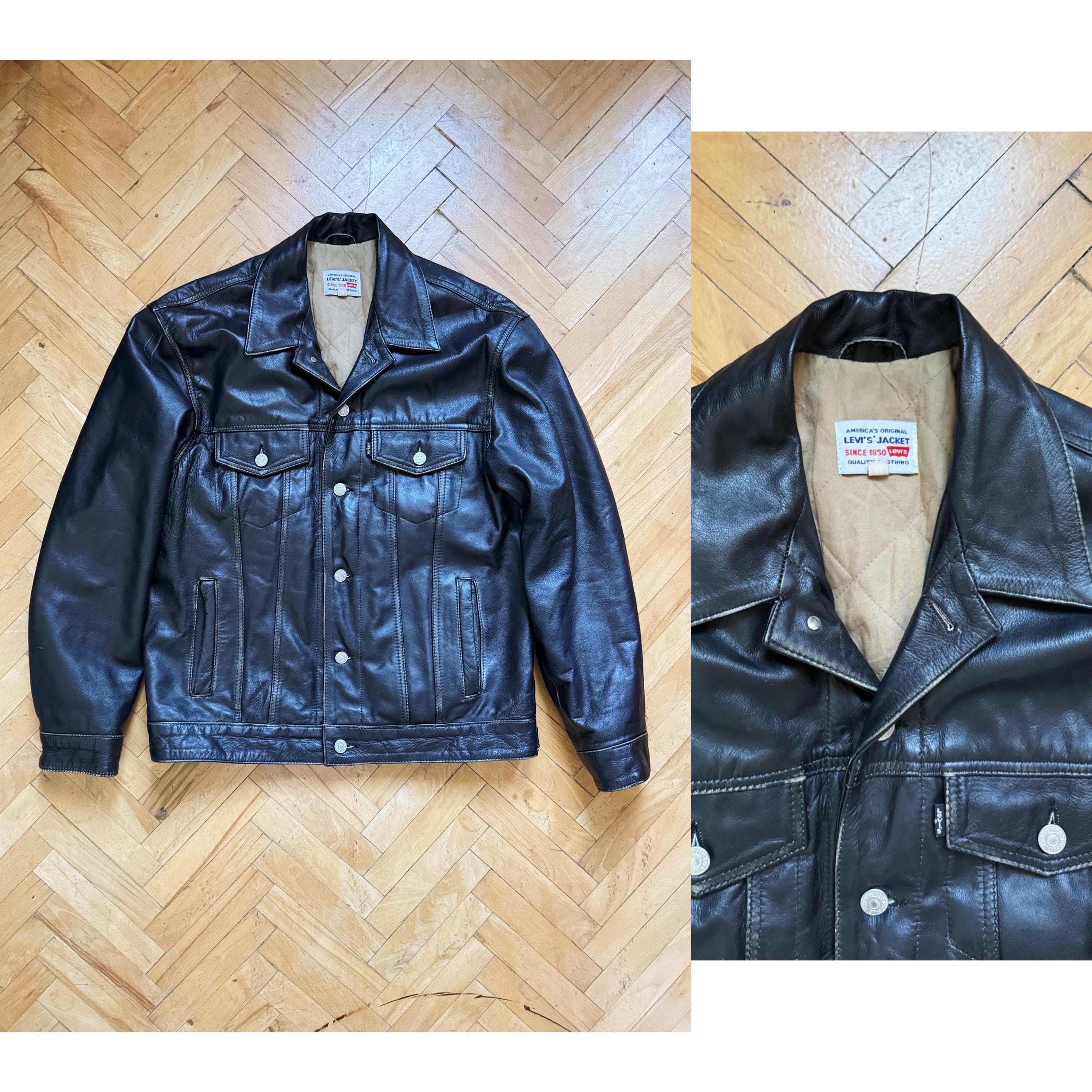 Vintage Levis Leather Trucker Jacket Black Tab - Etsy