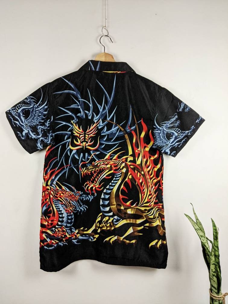 Vintage Dragon Hawaiian Shirt Full Print Ornament Multicolor - Etsy