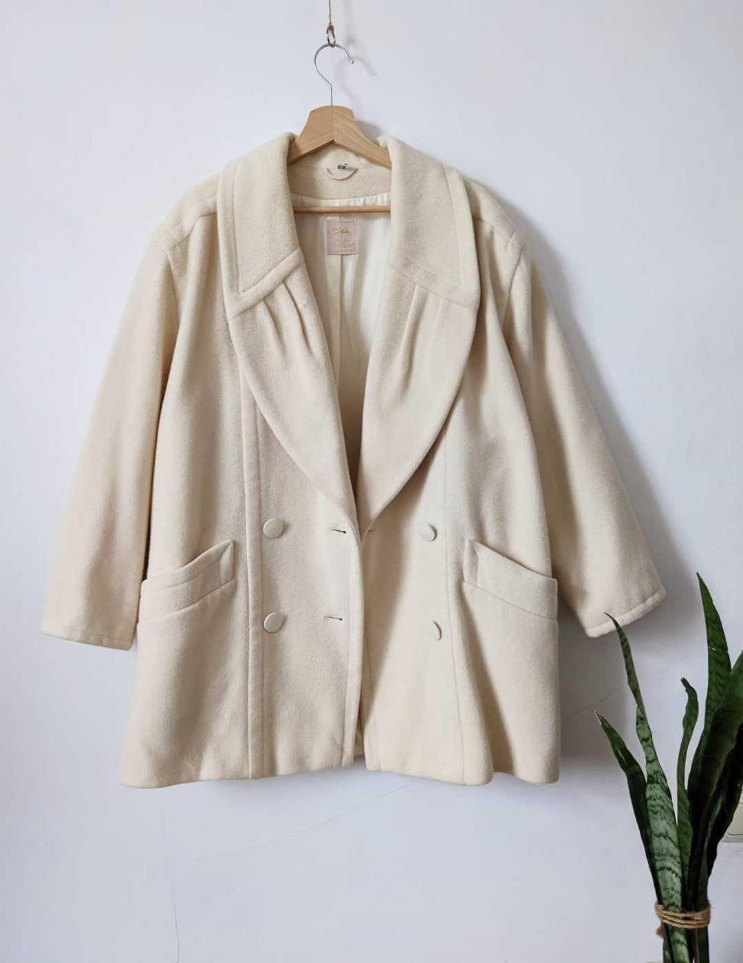 Cream Wool Coat | Oversized Double Breasted Jacket | Cole Wolfgang