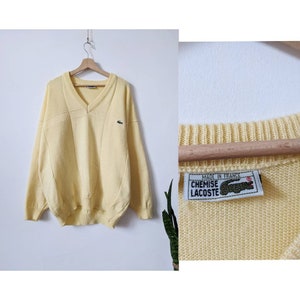 Vintage Chemise Lacoste Vneck Sweater France Lemon Sweater 80s