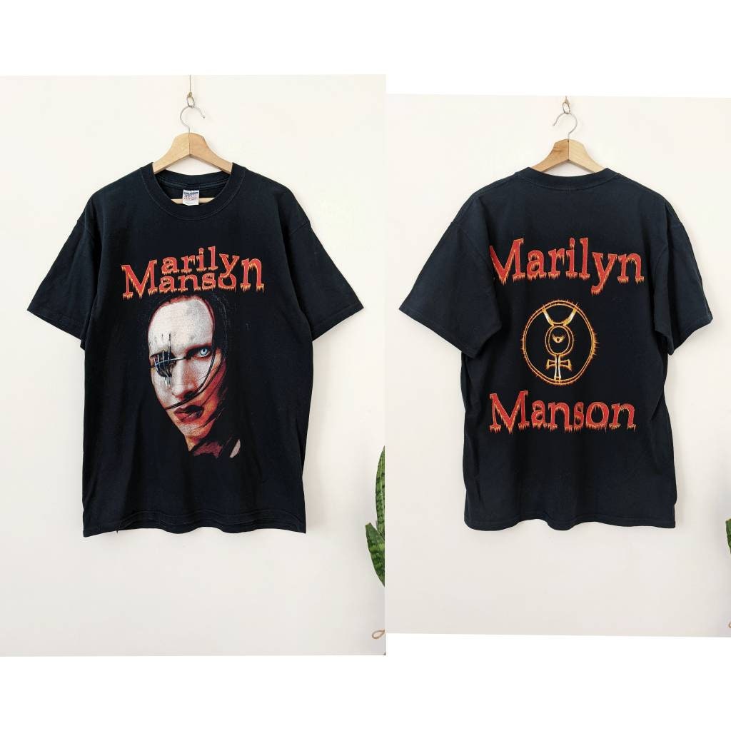 Vintage Marilyn Manson Merch T-shirt 90s Double Side - Etsy Vintage Marilyn Manson Merch T-shirt 90s Double Side - Etsy