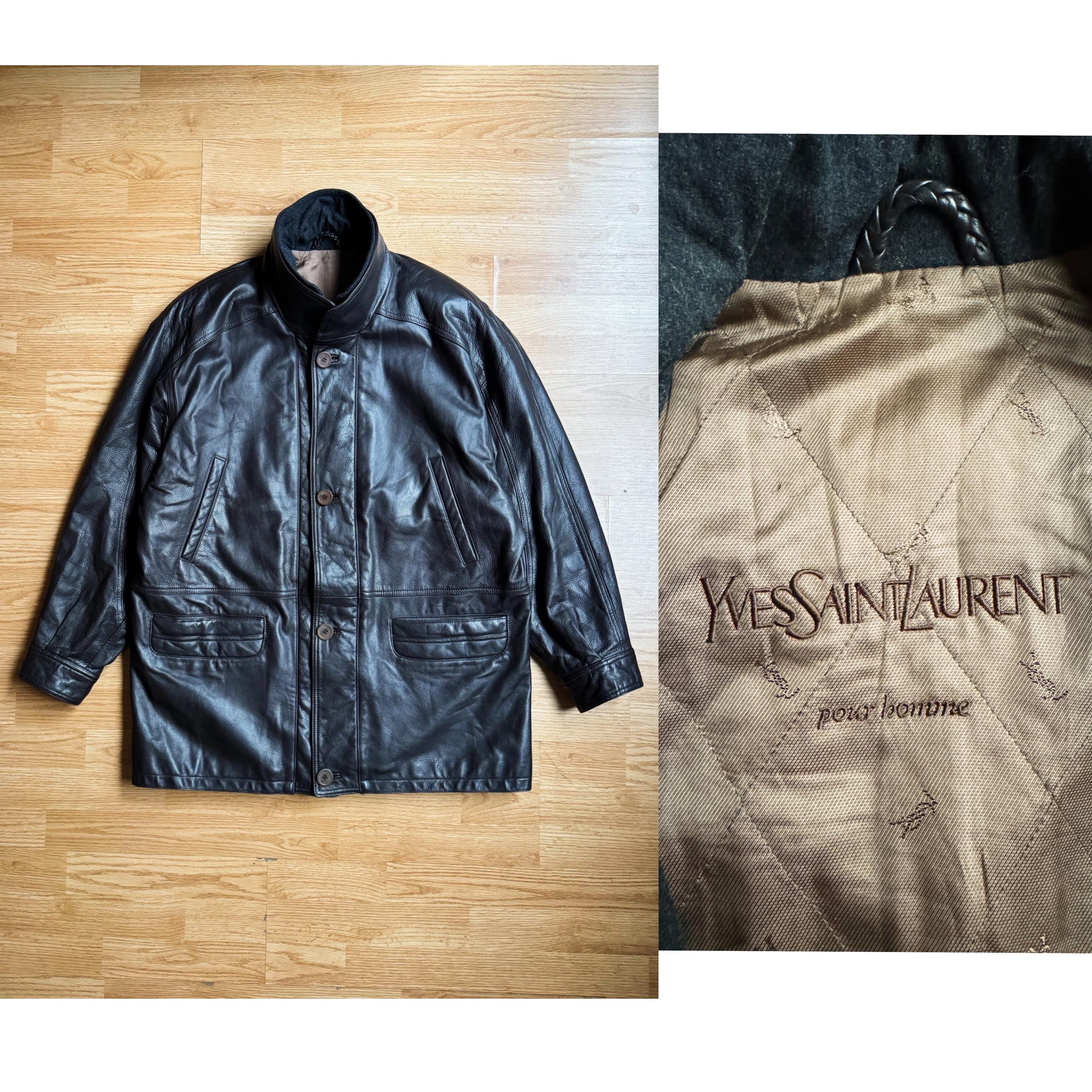 Leather Jacket Ysl Jacke Vintage Yves Saint Laurent Vintage Rive