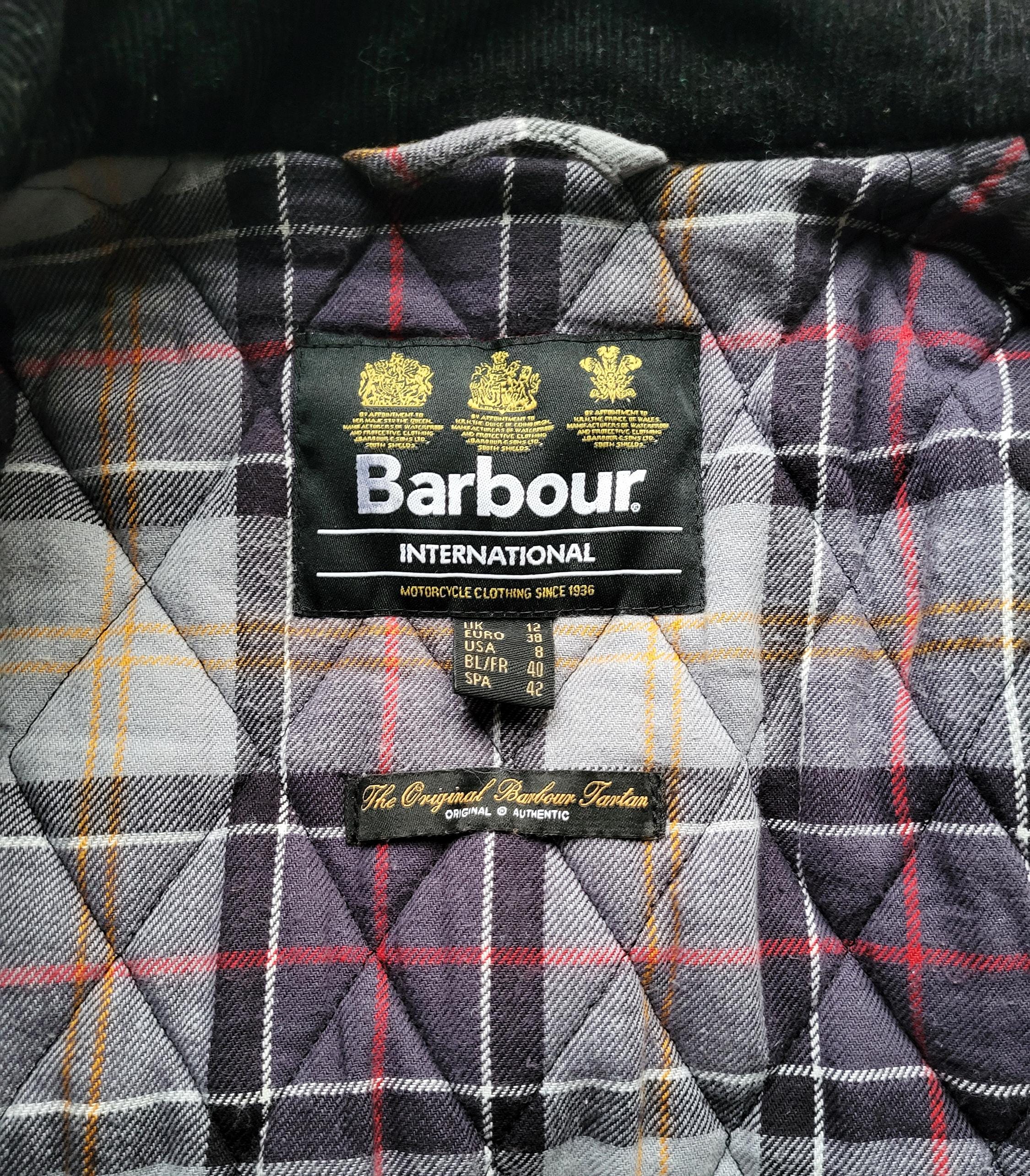 Barbour International Wax Jacket Womens Purple Belted Biker Jacket