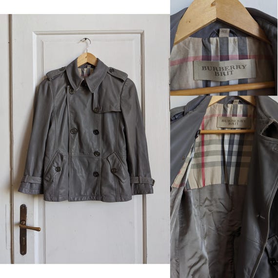 Burberry Brit Double Breasted Leather Jacket - Etsy