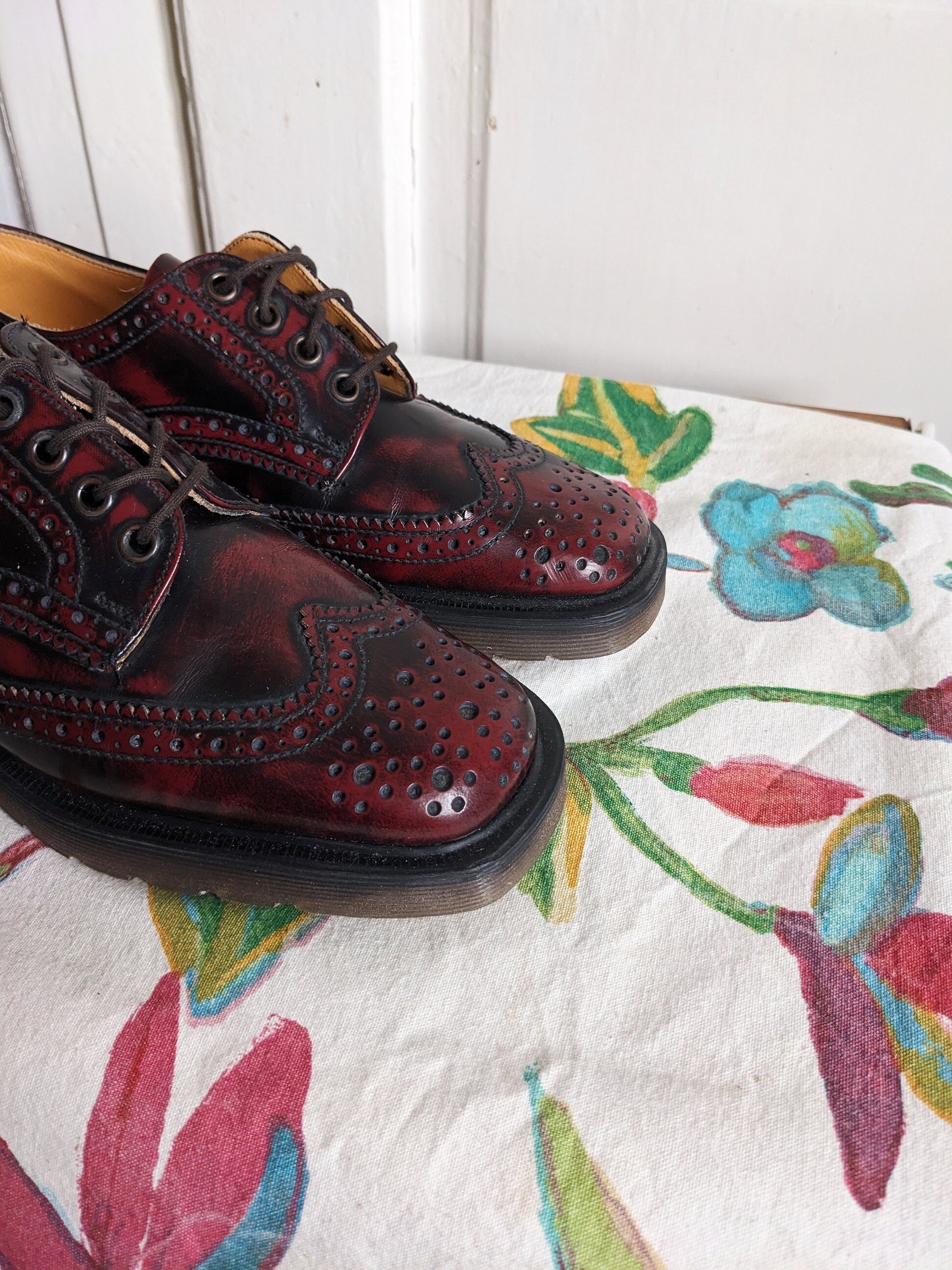 Vintage Dr. Martens Brogues Shoes England Burgundy Etsy