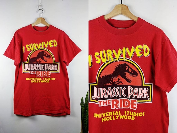 Vintage Jurassic Park the Ride T-shirt 1996 I Survived Movie