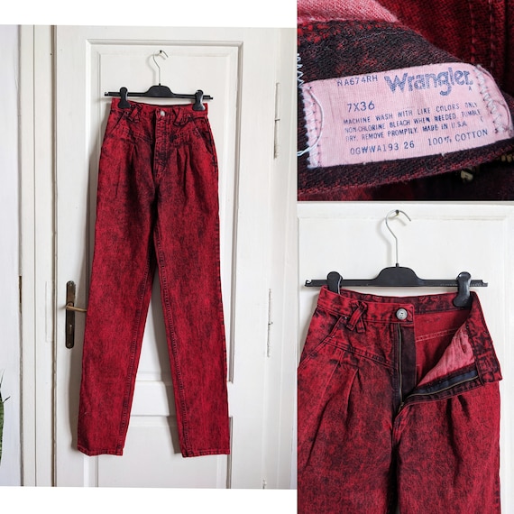 Vintage Wrangler Womens Jeans High Waist red acid… - image 1
