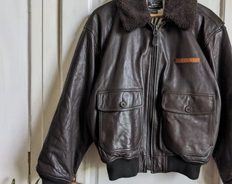 Vintage Avirex Type G-1 Brown Leather Jacket Flight Pilot - Etsy