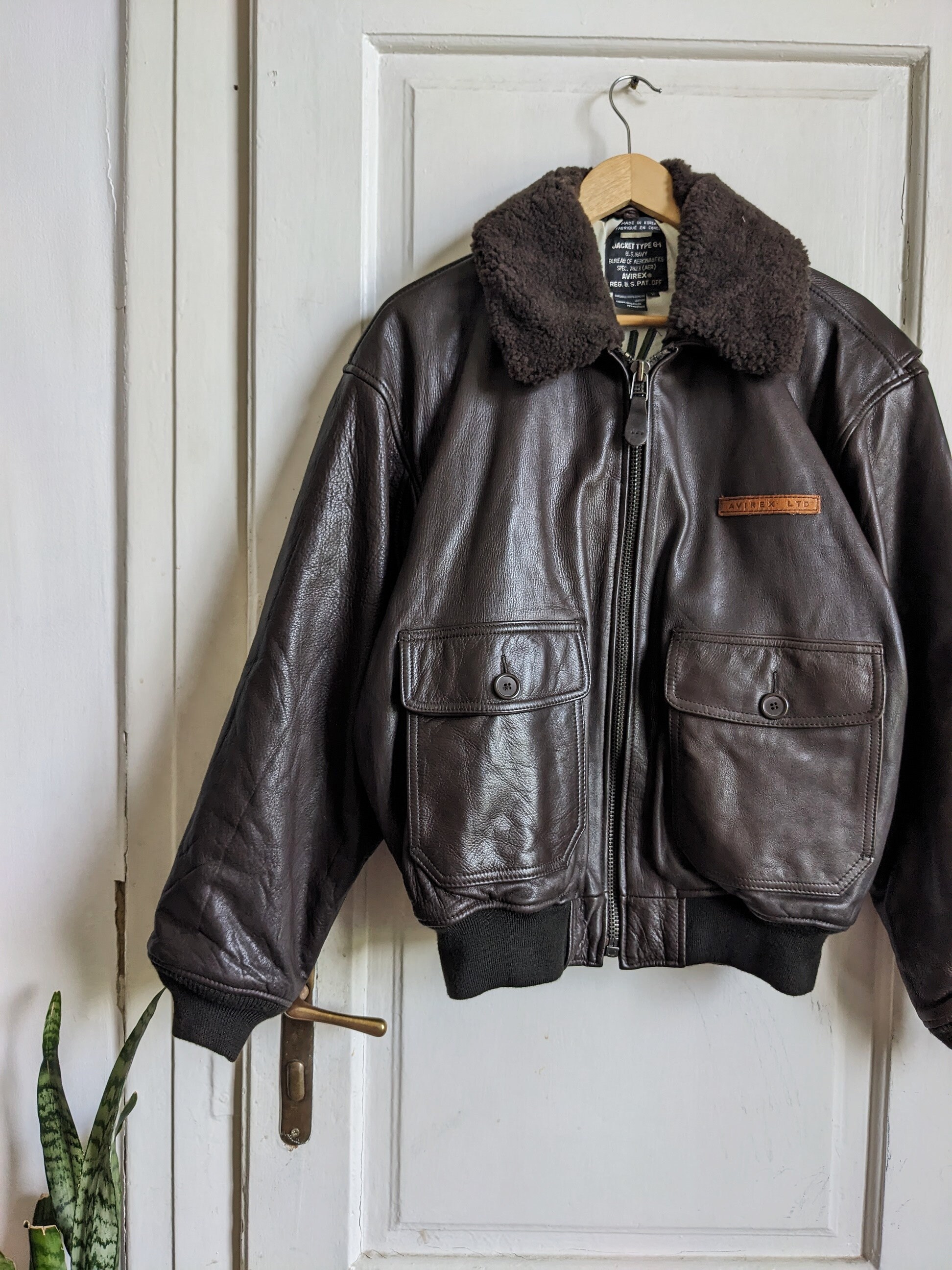 Vintage Avirex Type G-1 Brown Leather Jacket Flight Pilot - Etsy