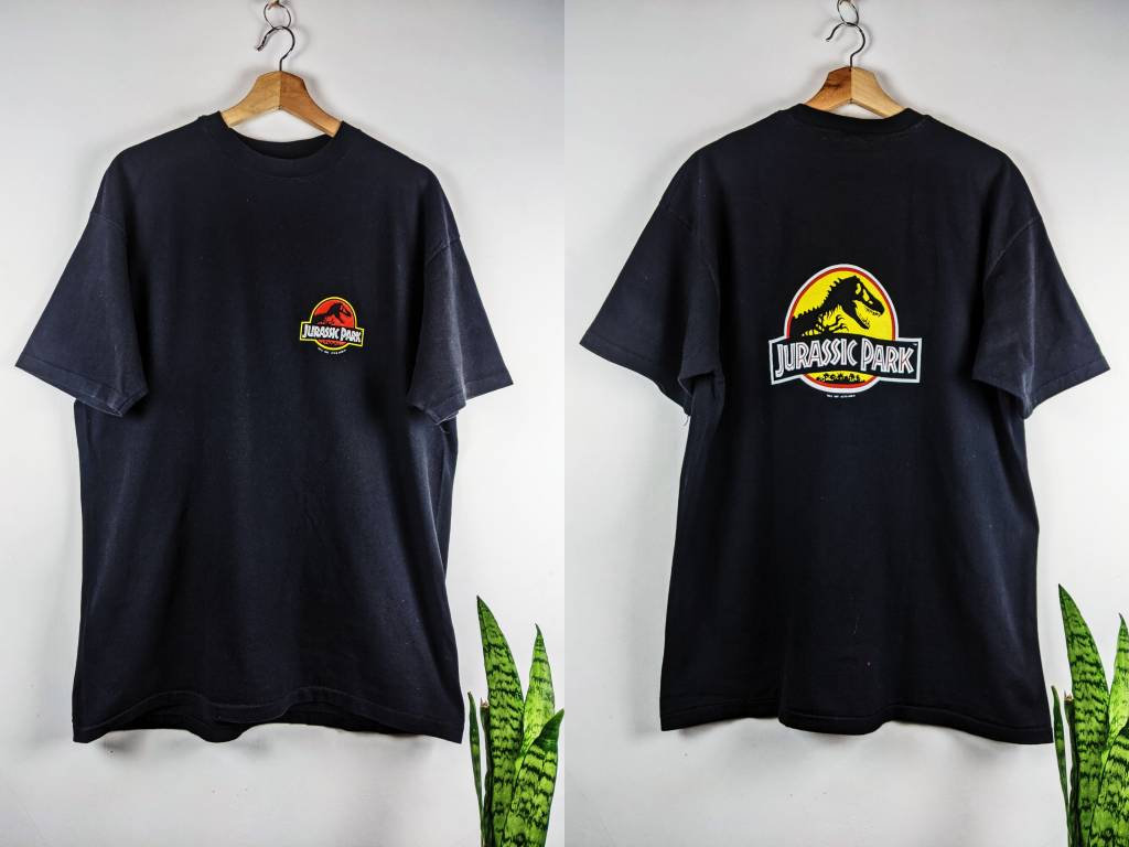 T*M様 Jurassic Park Tシャツ 1992年製 ブラック Vintage Jurassic Park 1992 Movie Merch T-shirt Double Side