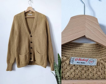 Vintage 80s St Michael Knit Cardigan Beige