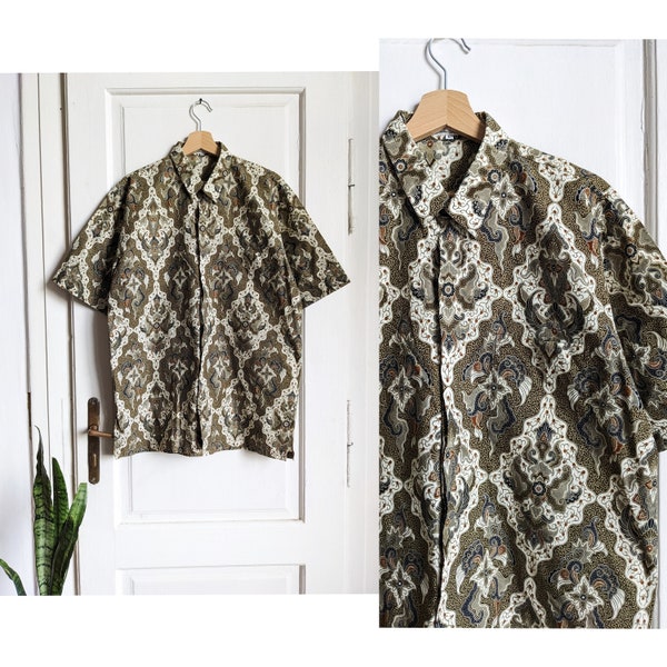 Camicia batik vintage Singapore manica corta astratta