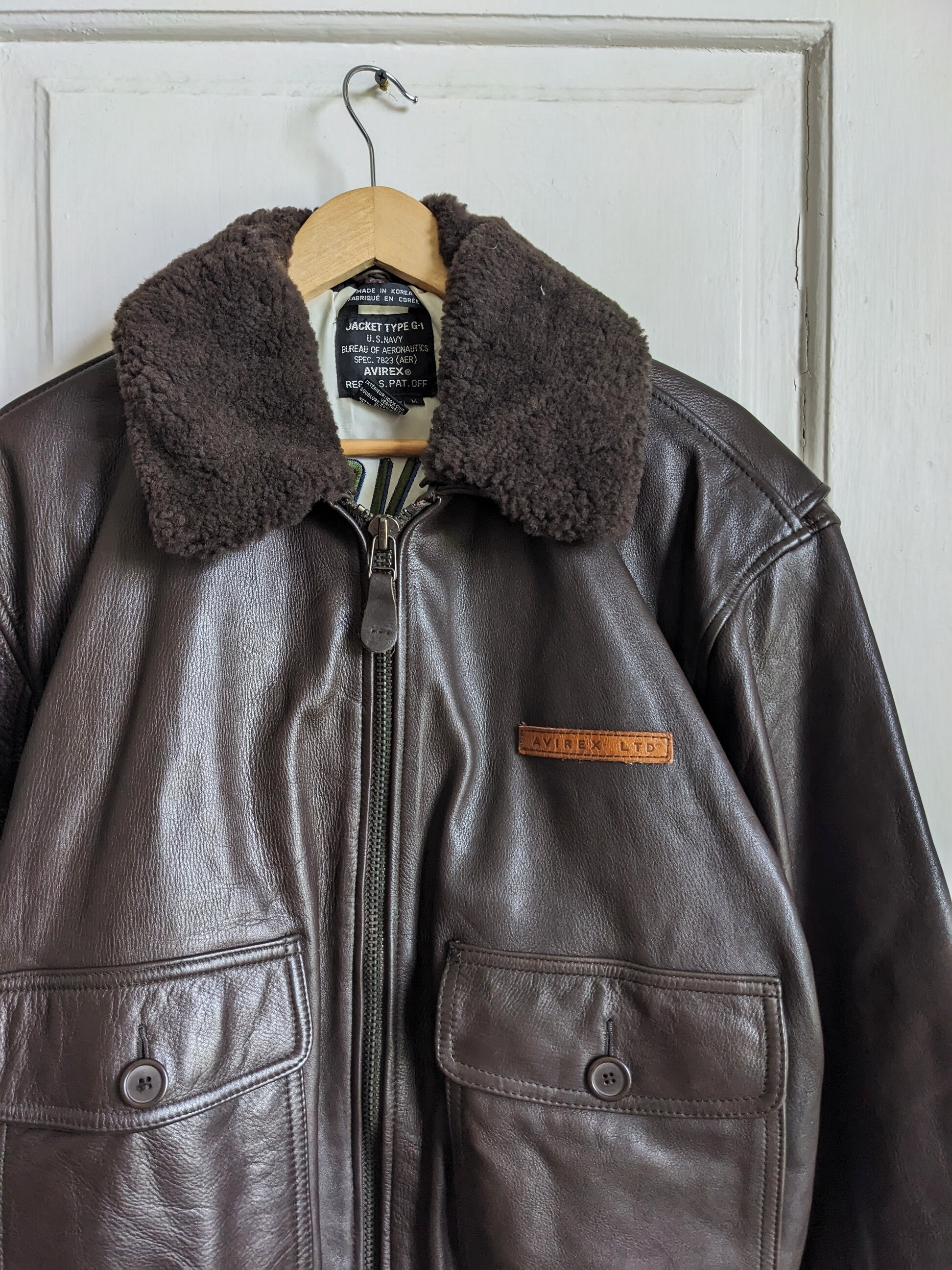 ジャケット・アウター 90s G-1 leather flight blouson jacket Vintage Avirex Type G-1 Leather Flight Bomber Jacket Size S