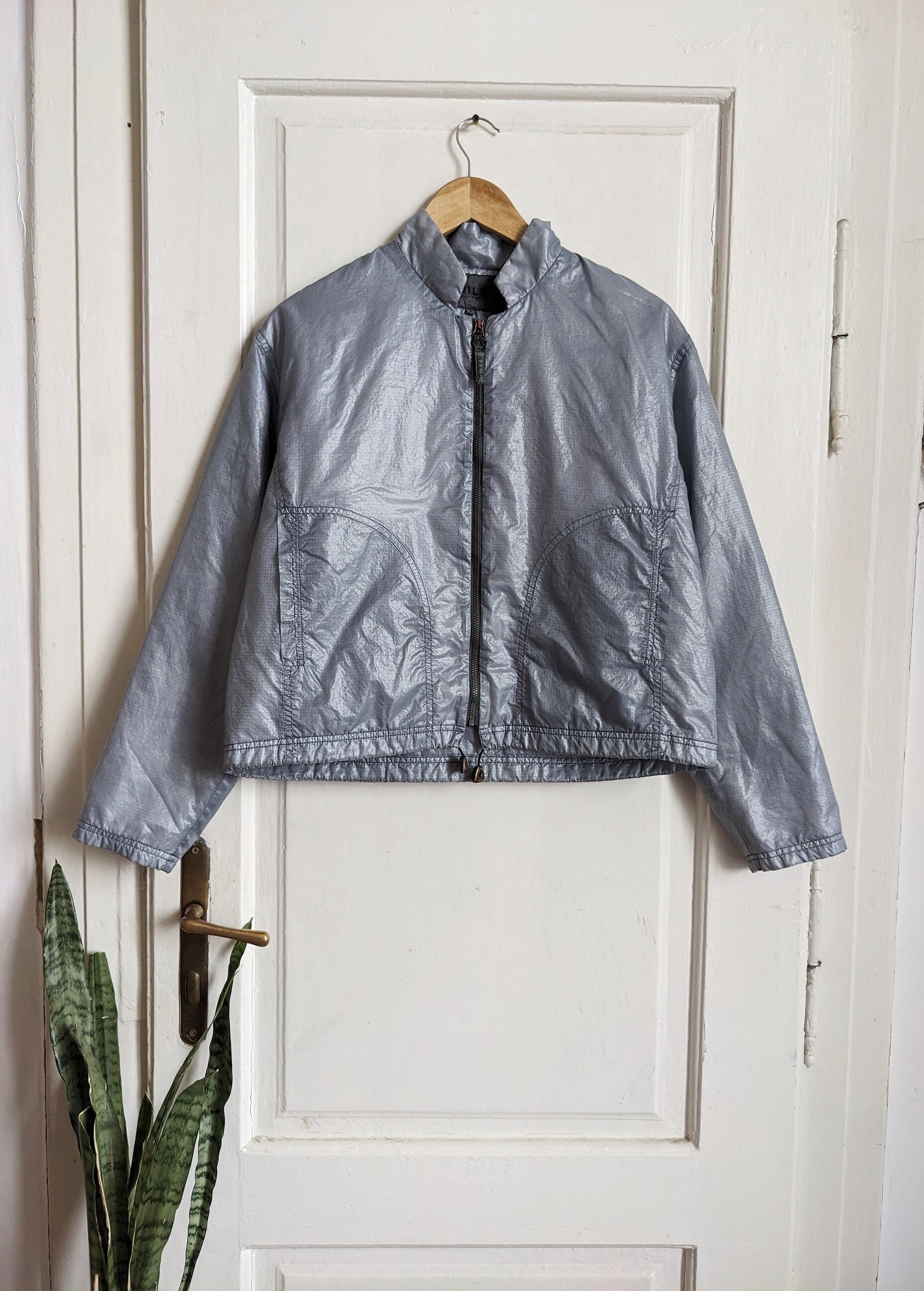 Vintage Silver Metallic Zip Jacket | Nile Sportswear | Y2K