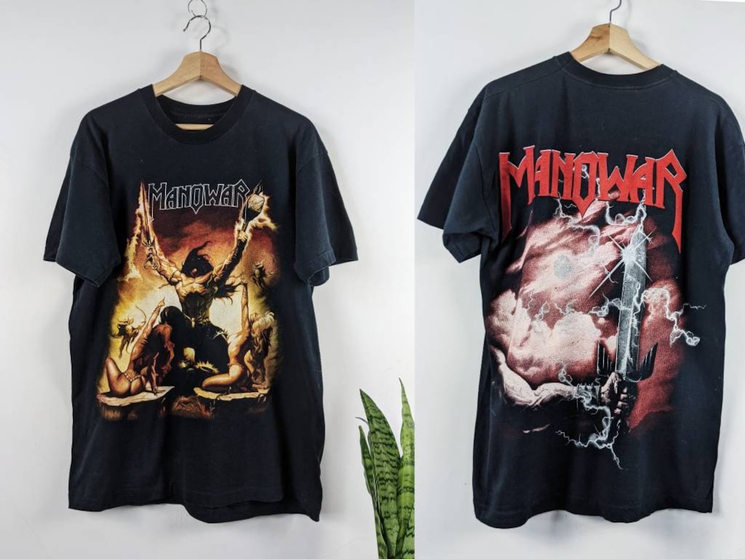Vintage Manowar Merch Agony and Ecstasy T-shirt Double Side