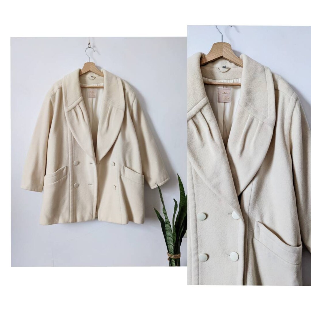 80s Colette Wolfgang Kaiser Beige Wool Double Breasted