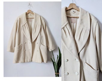 80s Colette Wolfgang Kaiser Beige Wool Double Breasted Jacket