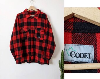 Vintage Buffalo Plaid Wool Hunting Jacket, Weatherguard by Shane, Made ...