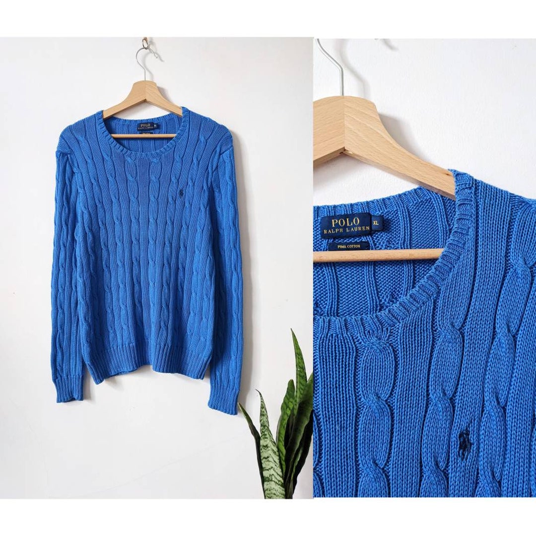 Ralph lauren blue cable knit best sale sweater