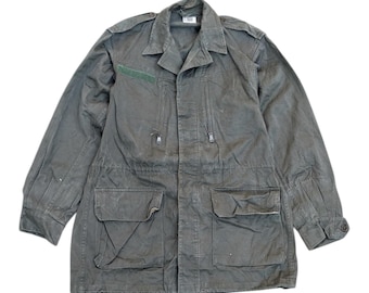 Vintage 80s French Army Field Jacket: Military Green, Size Small