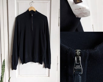 Louis Vuitton Mens Half Zip Black Wool Jumper