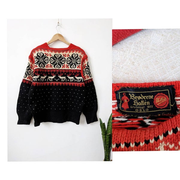 Vintage 80s Brodrene Hallen Oslo Norway Sweater Norwegian Nordic Ornament