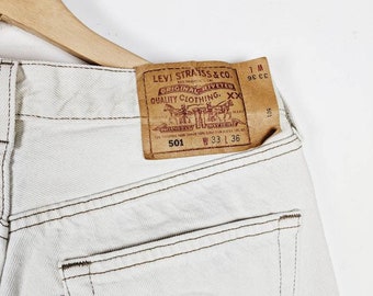 Vintage Levi's 501 Jeans Made in USA 33 36 White 90s