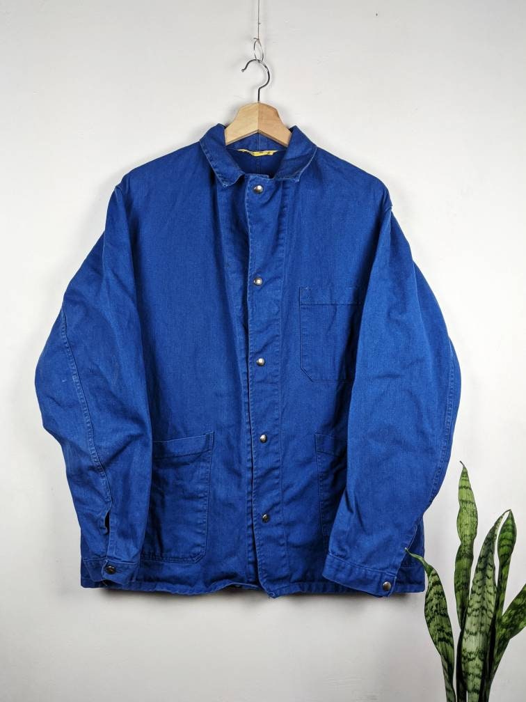 Vintage French Work Jacket Chore Sanfor Blue 70s Swiss Made - Etsy