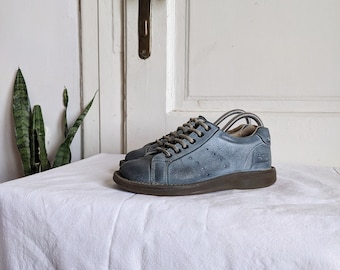 Vintage Dr Martens Blue Leather Shoes | Low Top Sneakers UK - Etsy