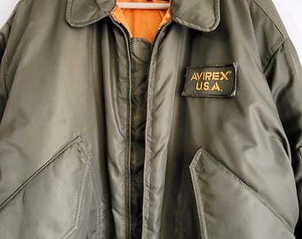 Vintage Avirex CWU-45 Flight Jacket | 90s Khaki Nylon Military