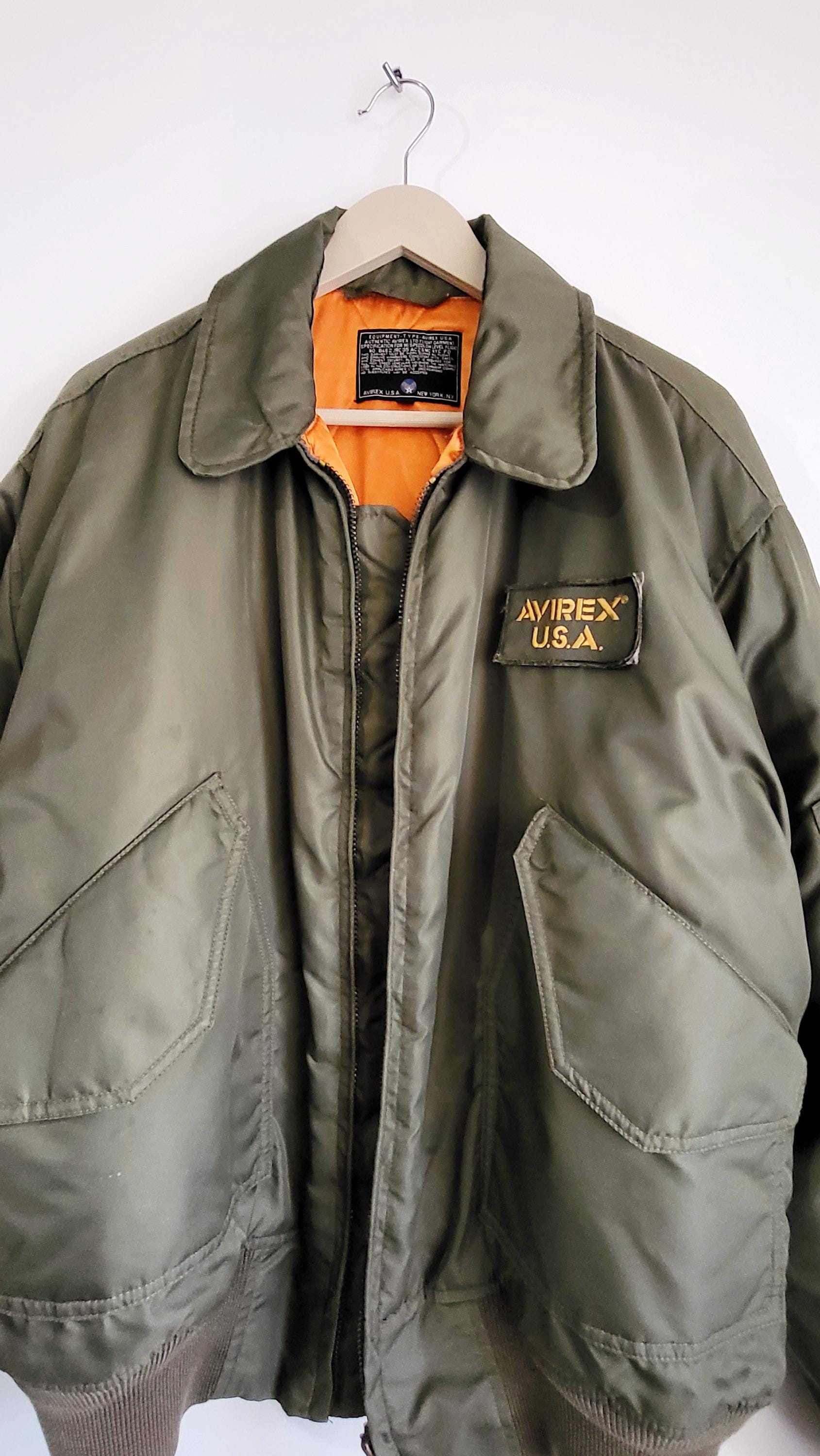 Vintage Avirex CWU-45 Flight Jacket | 90s Khaki Nylon Military