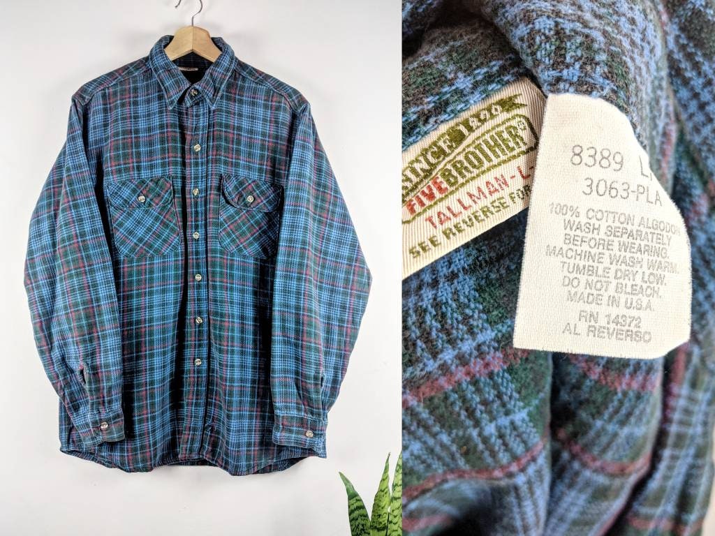 Vintage Five Brother Flannel Shirt Made in USA Plaid - Etsy