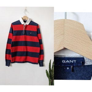 GANT Polo Rugby Shirt, Vintage Polos Top Tee Jumper, Striped Color
