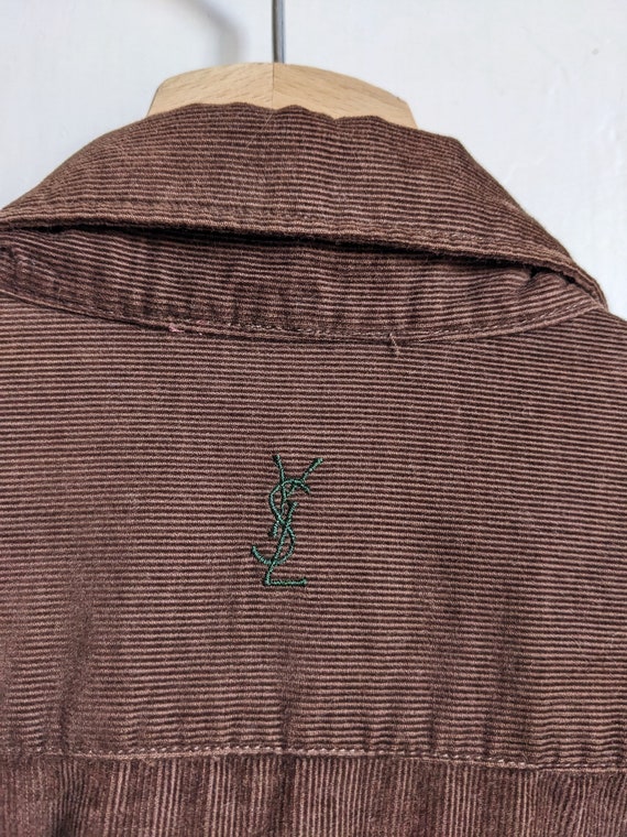 Vintage Yves Saint Laurent Velvet Brown Shirt YSL… - image 7