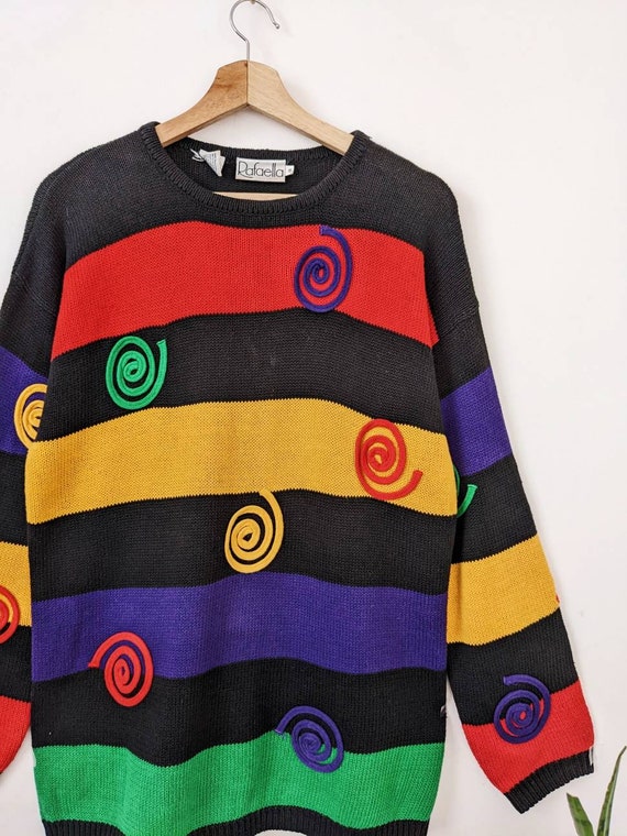 Vintage Spiral Knit Ramie Sweater Multicolor Rafa… - image 5